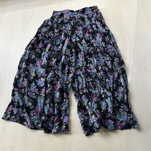 Vintage 90s Floral Pleated Paper Bag Women's Small Retro Flower Shorts